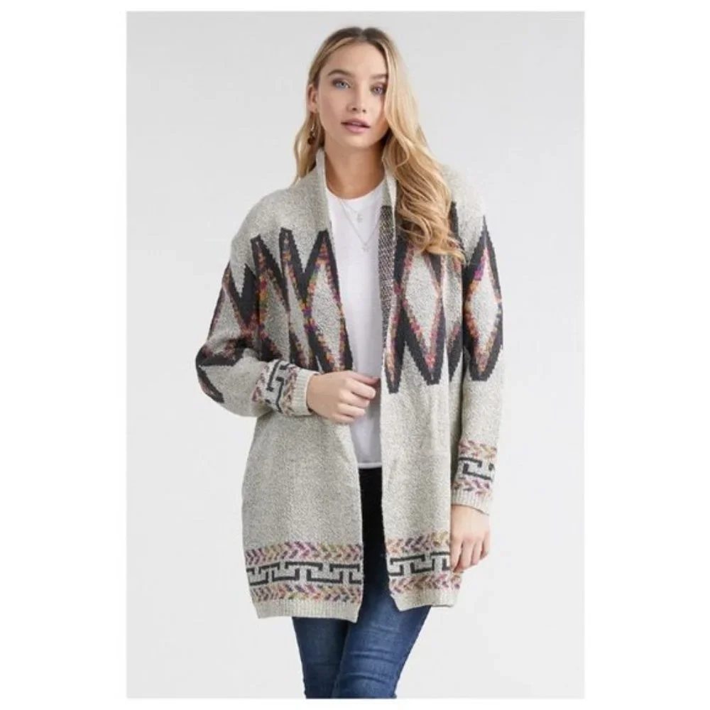 🆕Tribal Open Front Cardigan Sweater - Picture 5 of 7